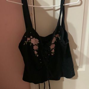 Aeropostale black flower corset style shirt